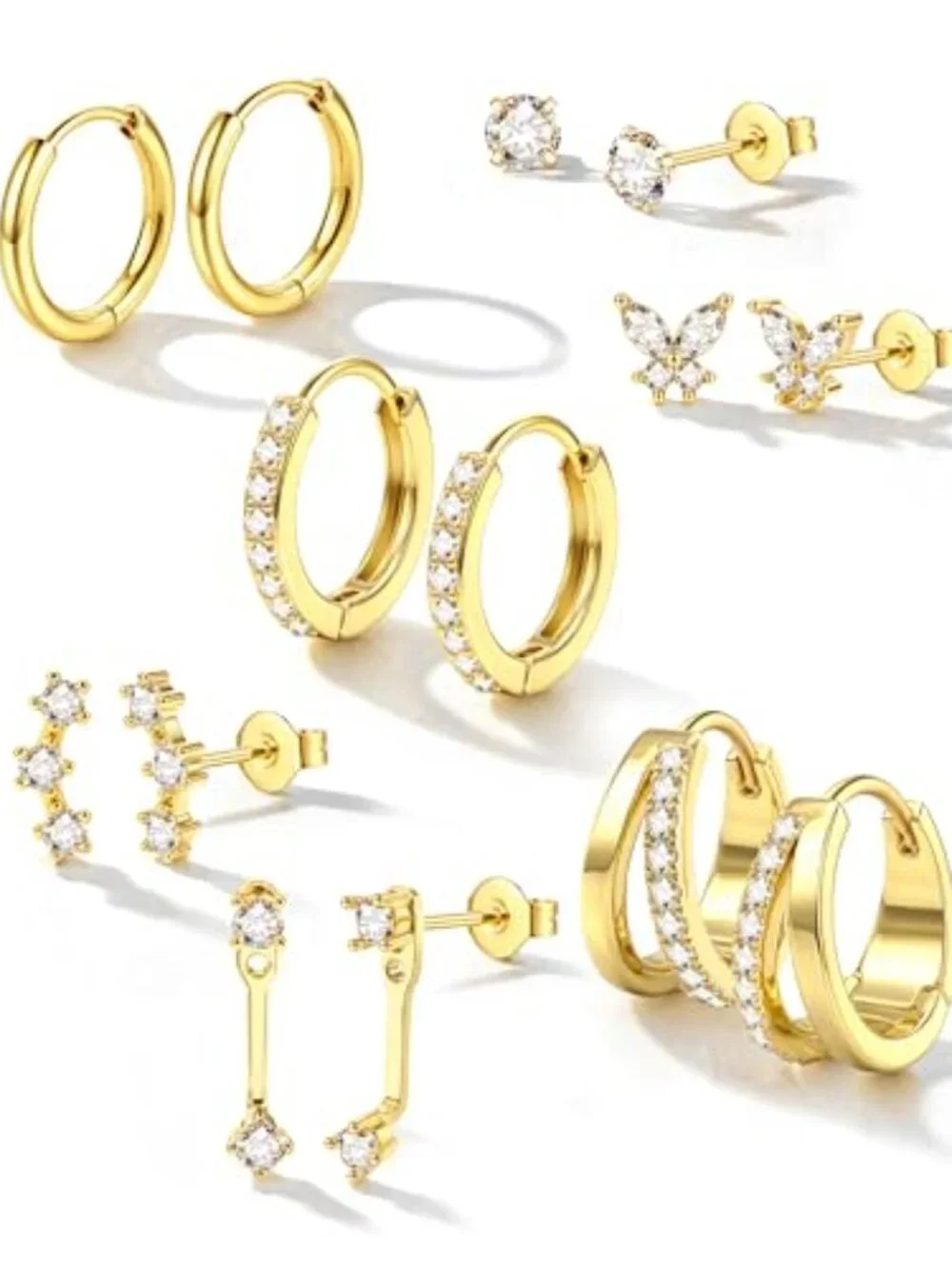 7Pairs Hypoallergenic Gold Ears for Women Trendy Small Stud‎ Hie Hoop